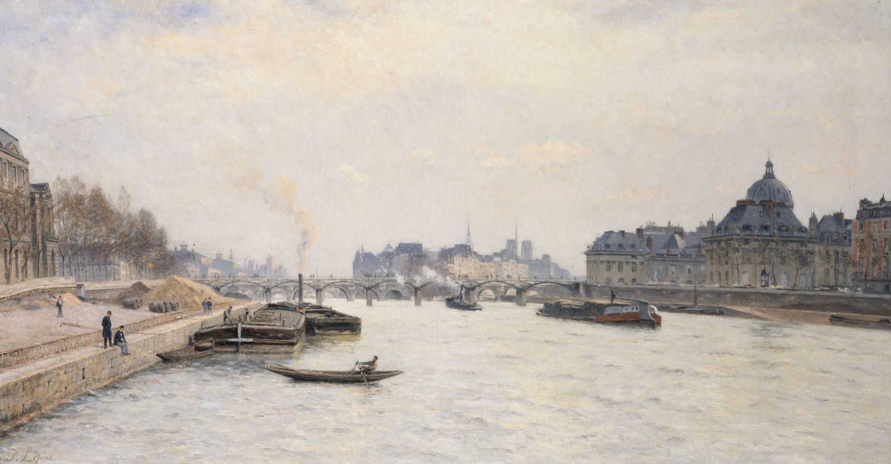 Le pont des Arts, vue du pont Royal, by Stanislas Lépine, public domain