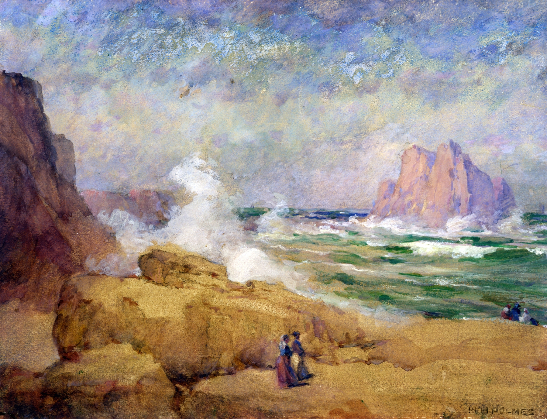 Marine scene of the California coast by William Henry Holmes, oil painting