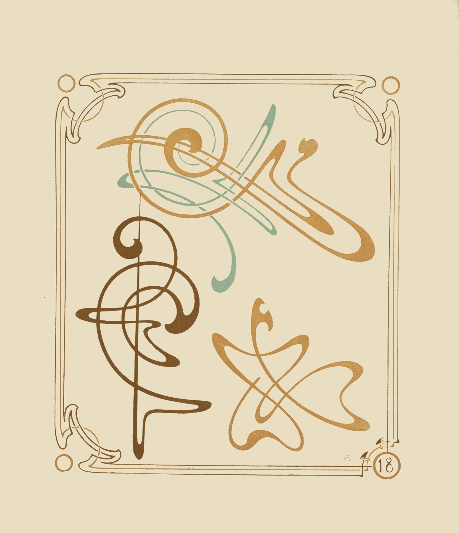 Abstract design based on arabesques, by Alphonse Mucha, public domain