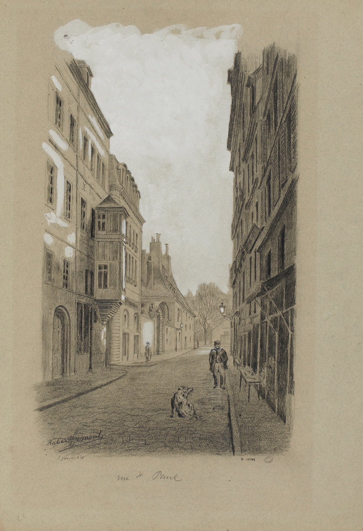 Rue Saint-Paul by Robert Frémont, Impressionism, depicts a Parisian street with historical architecture.