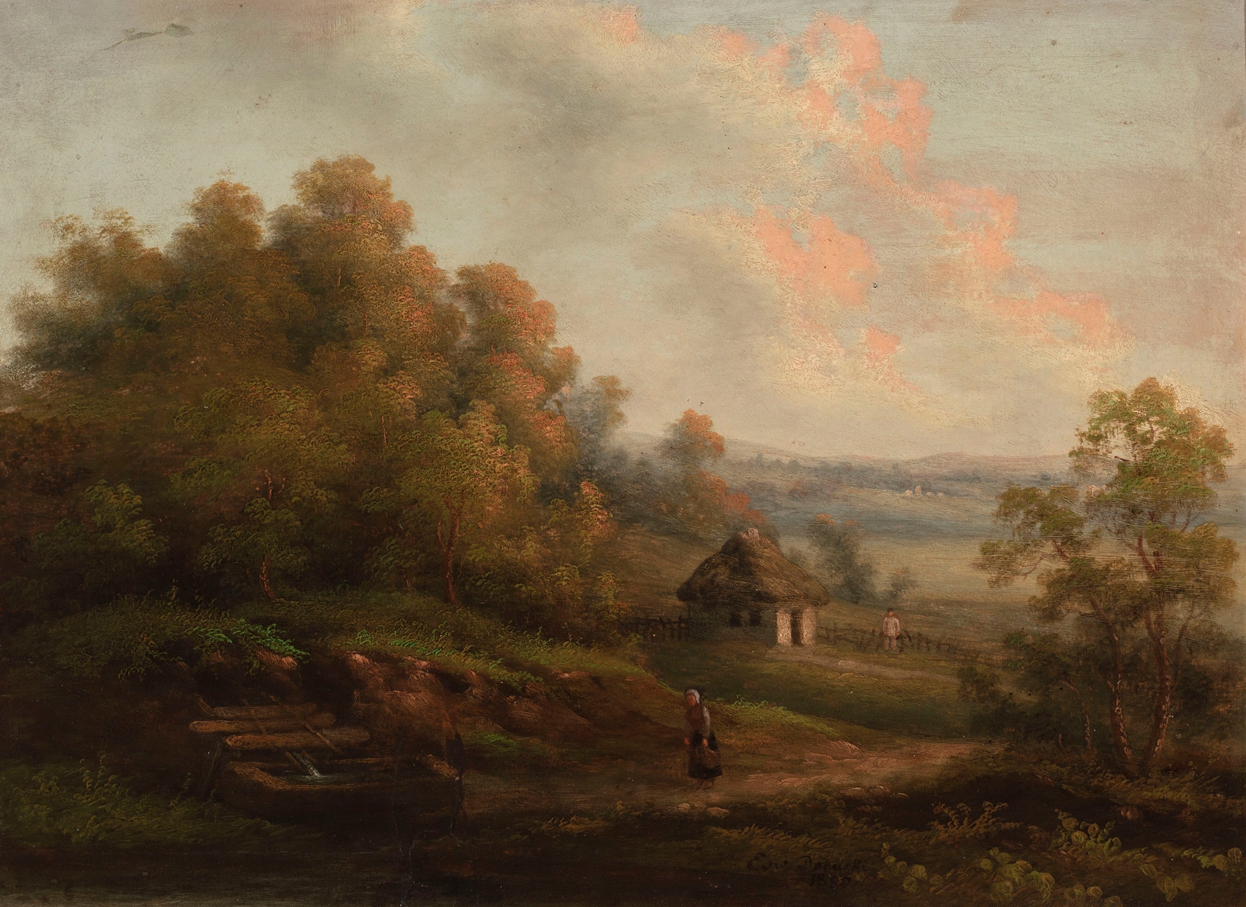Countryside landscape by Edward Drdacki, oil painting depicting rolling hills and golden light
