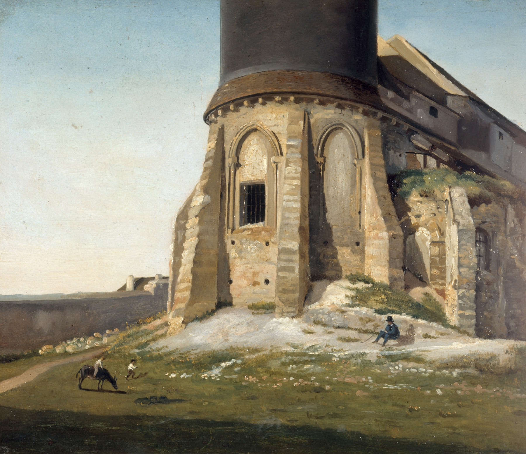 L’église de Montmartre, avec la tour du télégraphe Chappe., by Etienne Bouhot, public domain