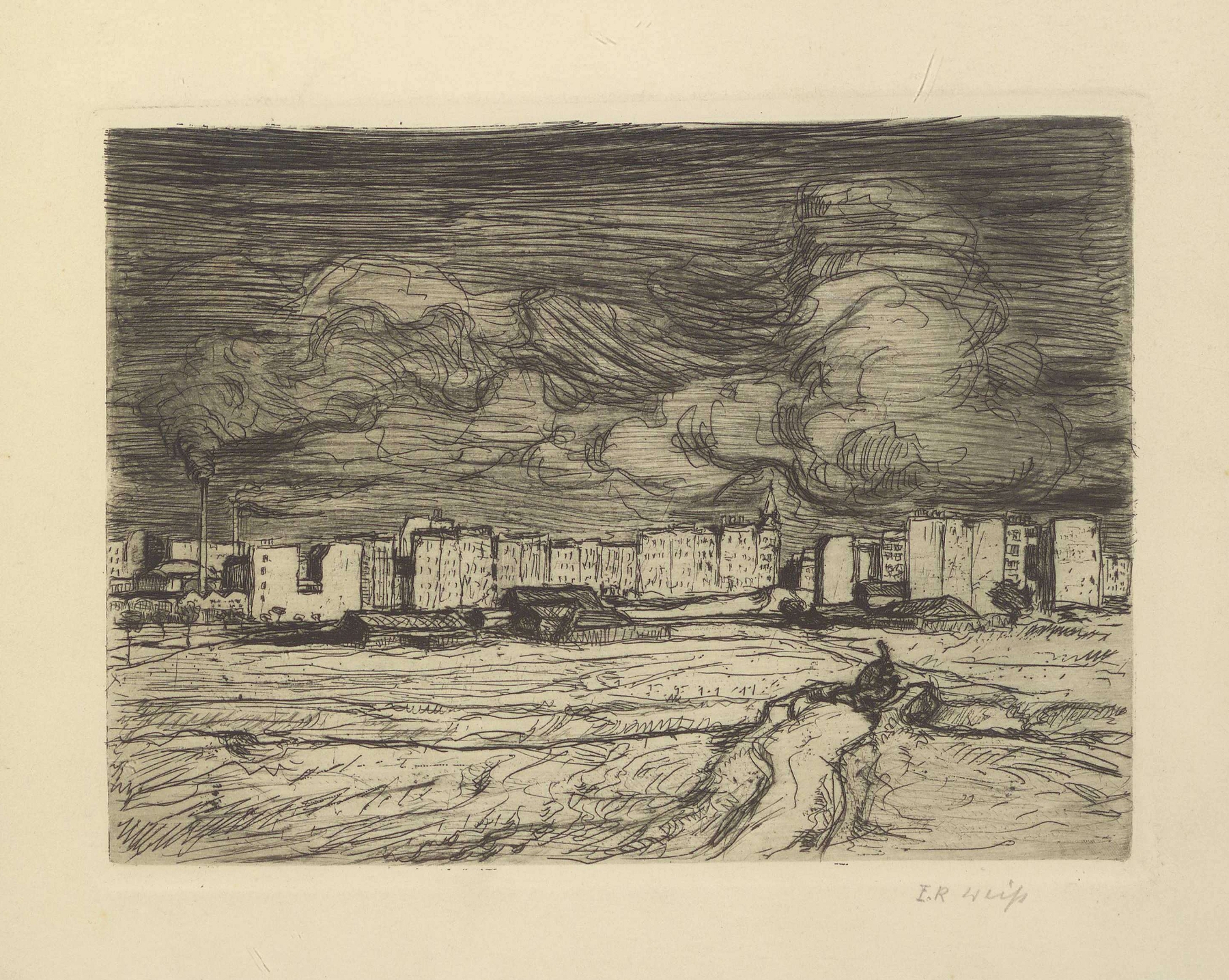 Vorstadtlandschaft by Emil Rudolf Weiss, an expressionist landscape with a winding path and dense trees.