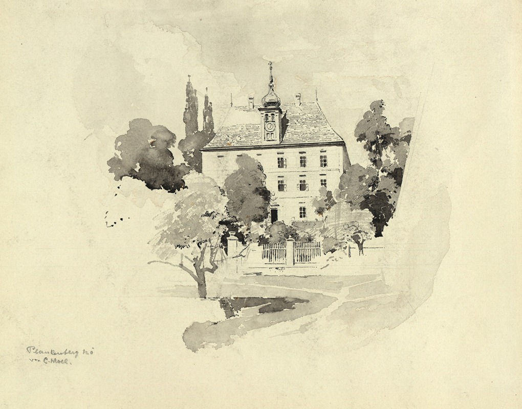 A painting depicting the Jagdschloss Plankenberg by Carl Moll.