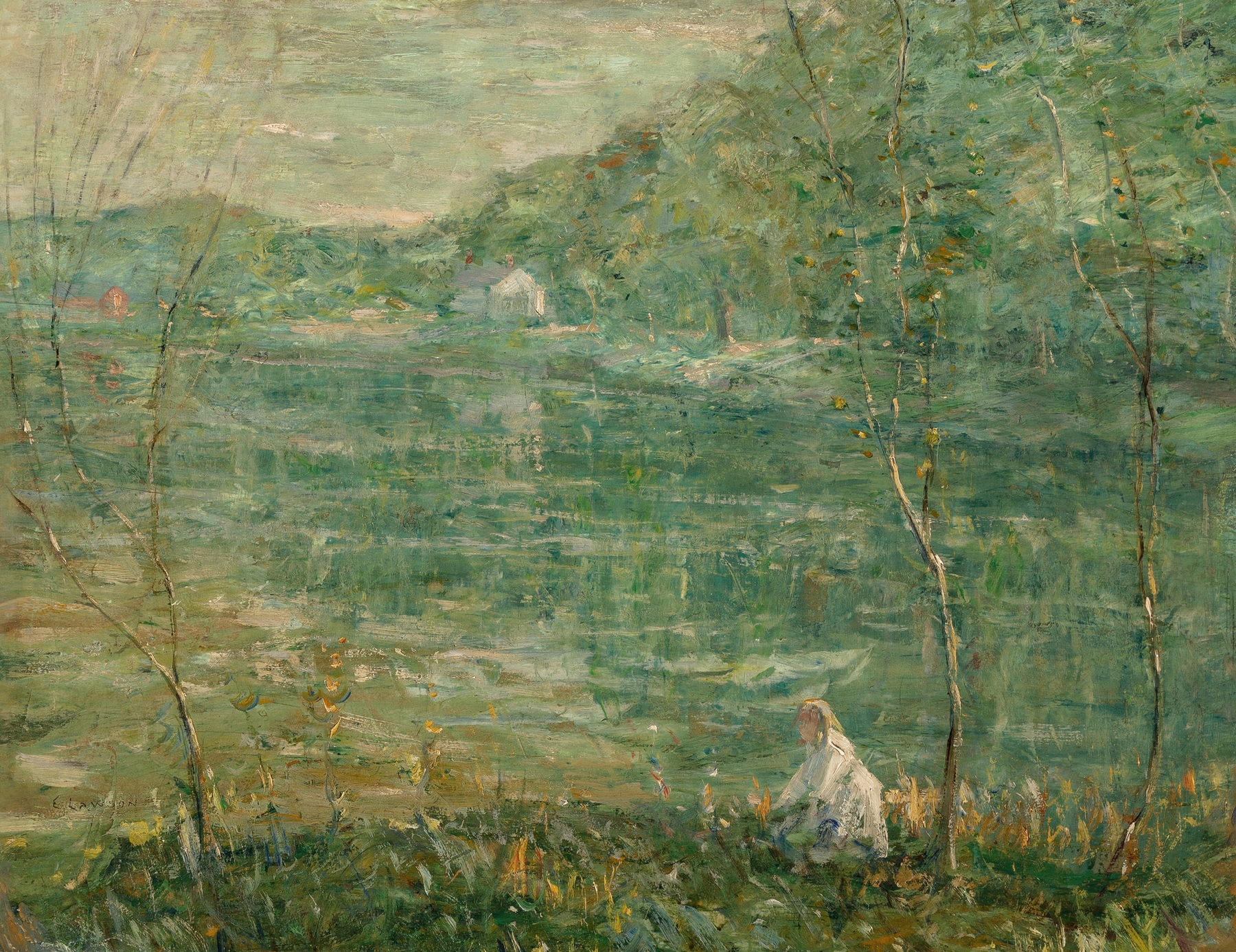 By the River, by Ernest Lawson, public domain