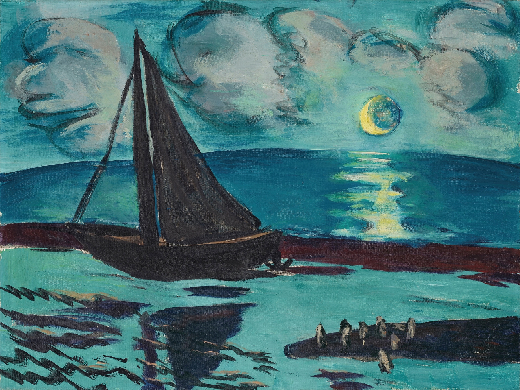 Mondnacht am Meer (grün), by Max Beckmann, public domain