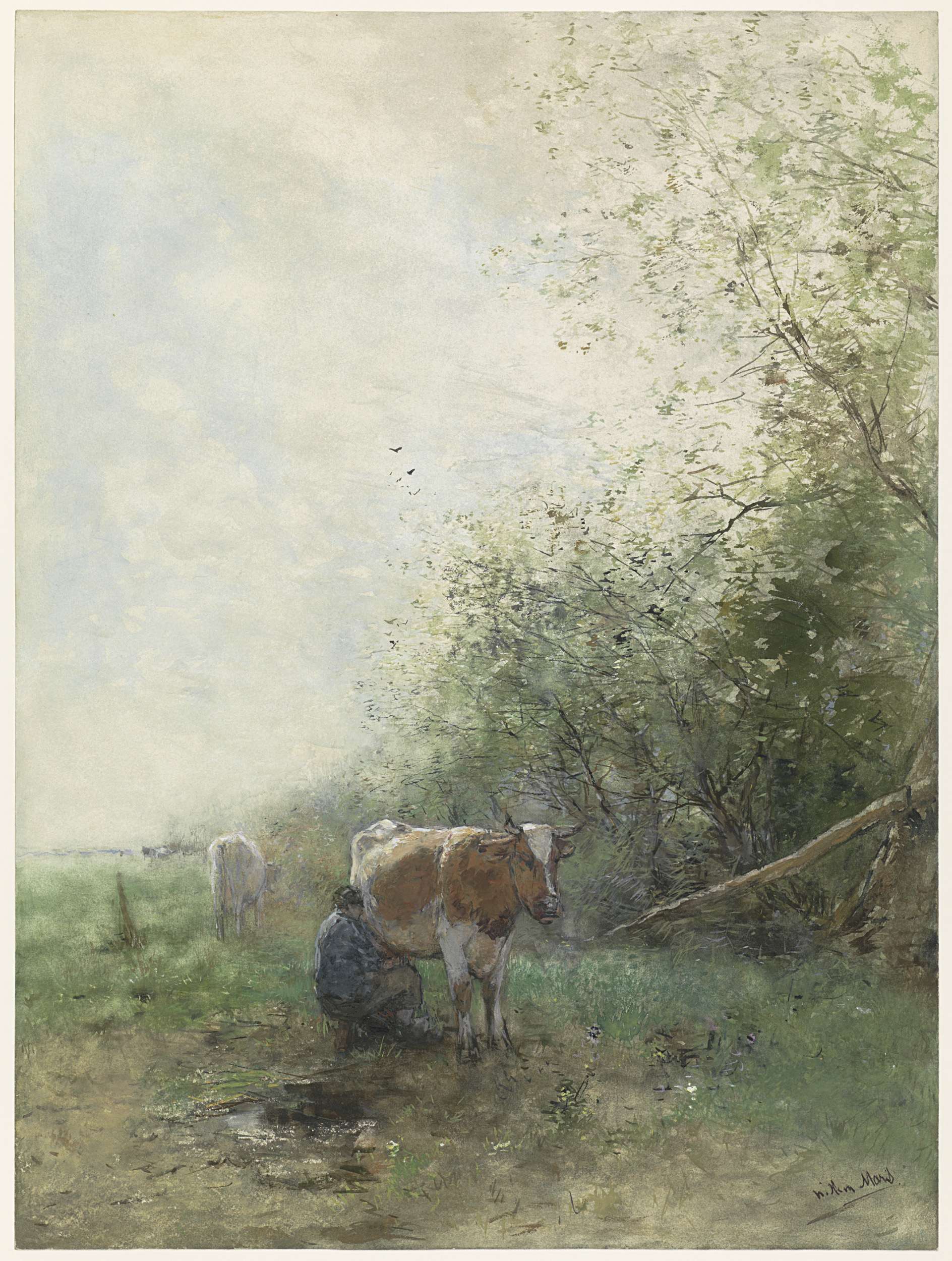 Cow in a pasture, oil on canvas by Willem Maris