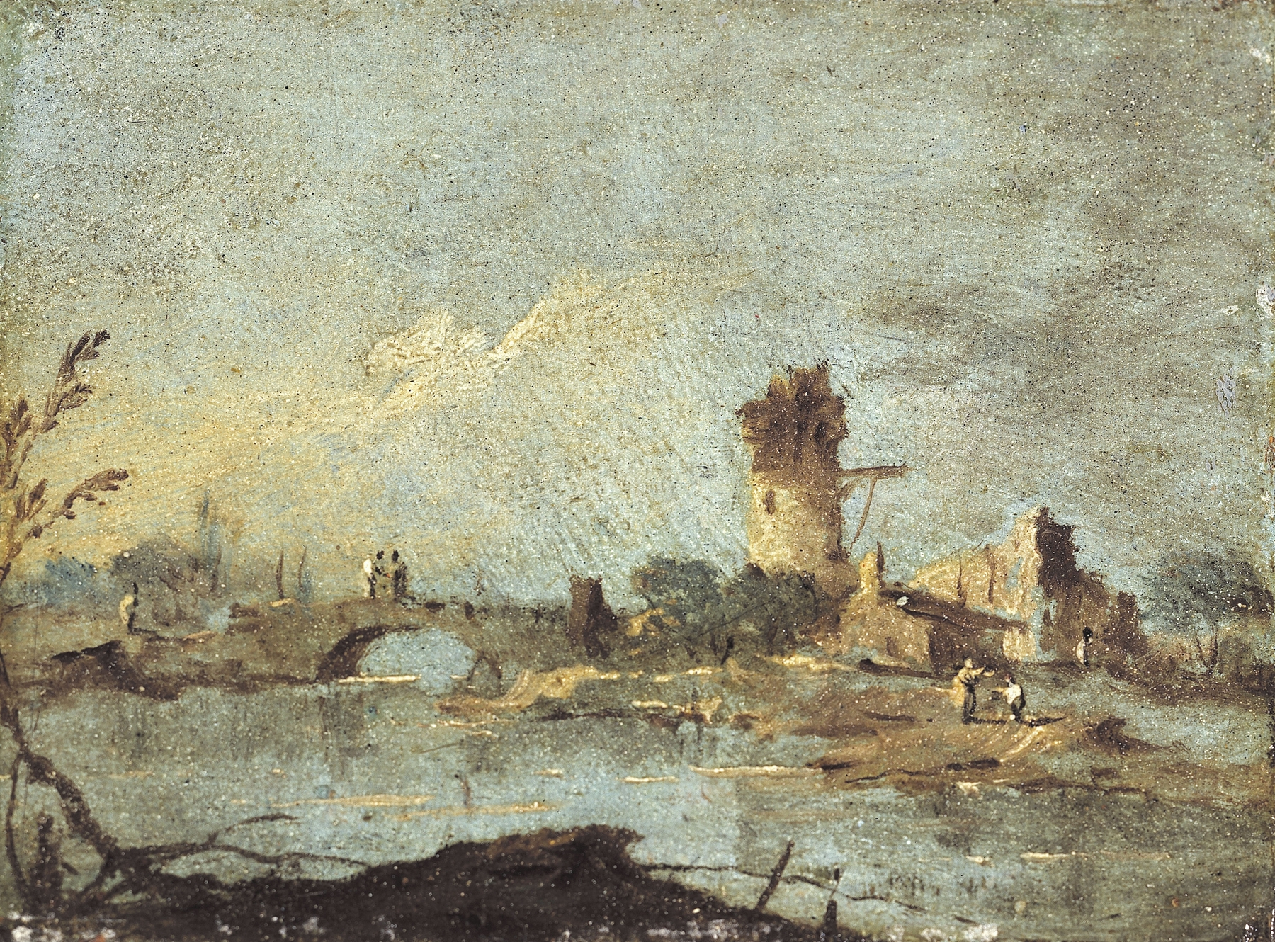 Caprice rustique, avec pont et tour en ruine by Francesco Guardi, oil painting