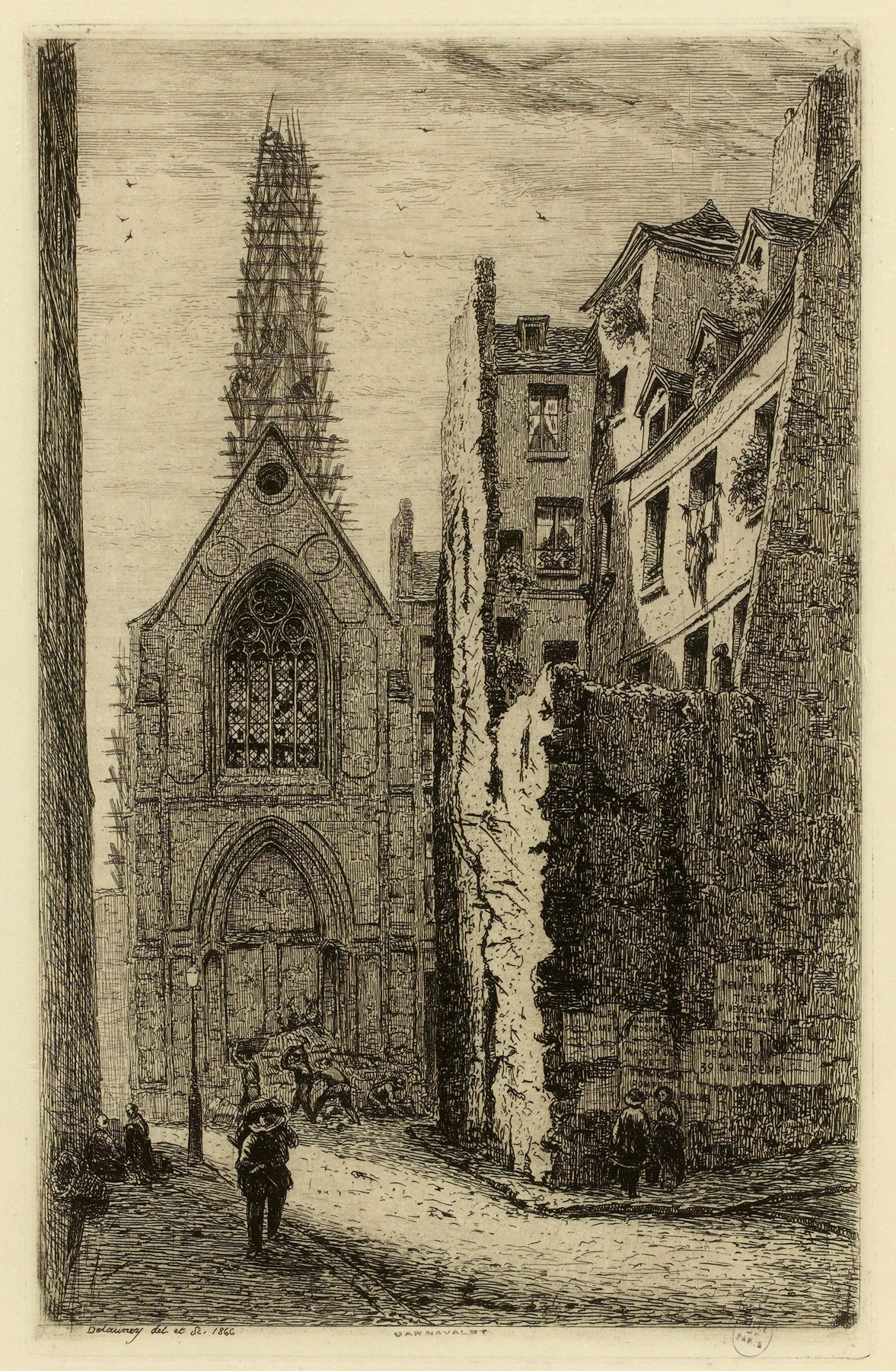 Gothic architecture with stained glass by Alfred Alexandre Delauney