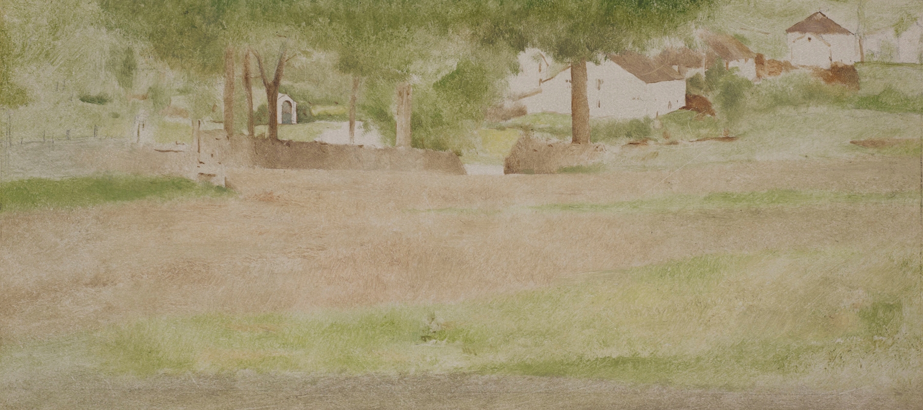 Landscape with a bridge over a river, oil on canvas by Fernand Khnopff