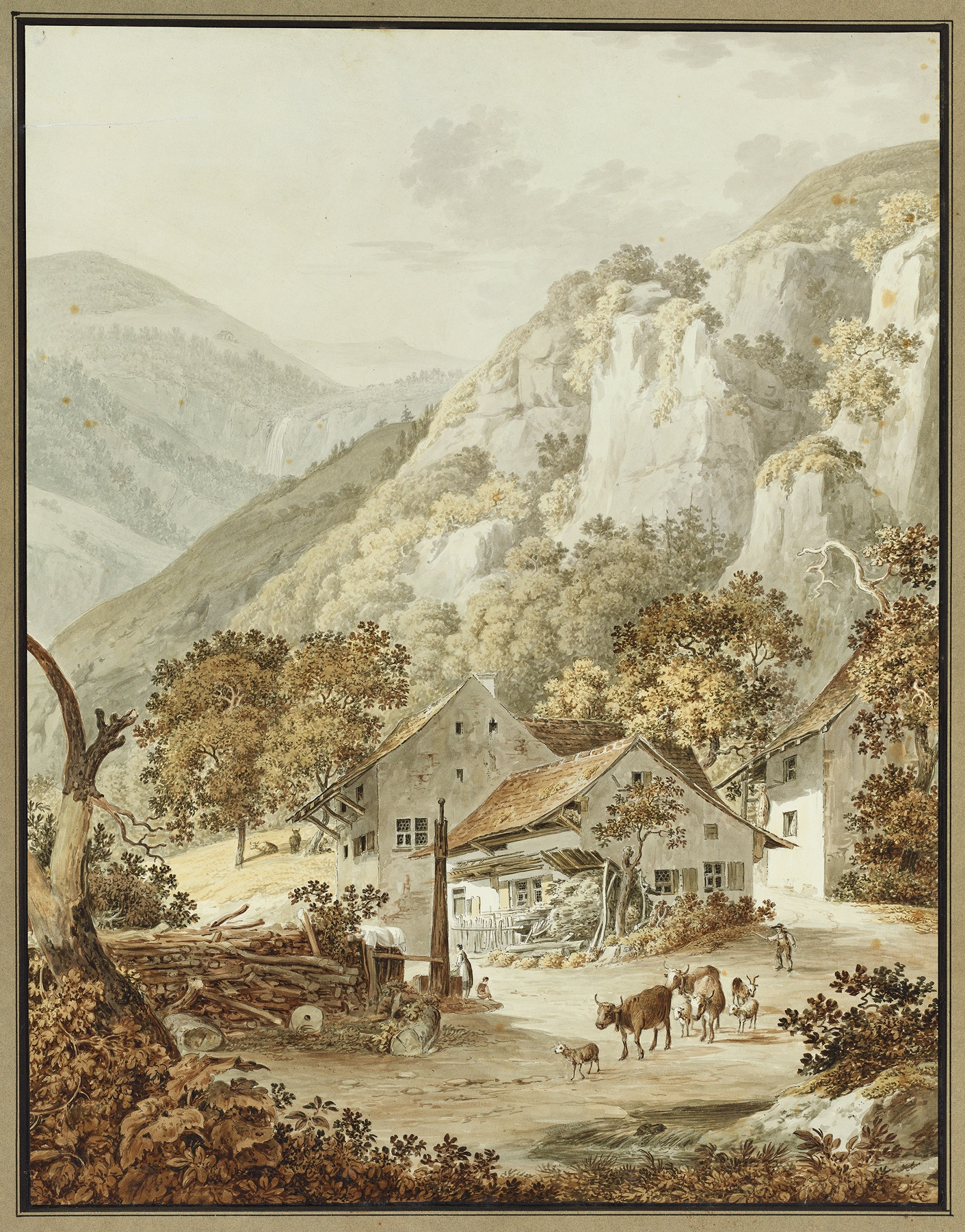 Landscape of Dorfpartie im Basler Jura by Peter Birmann, oil on canvas