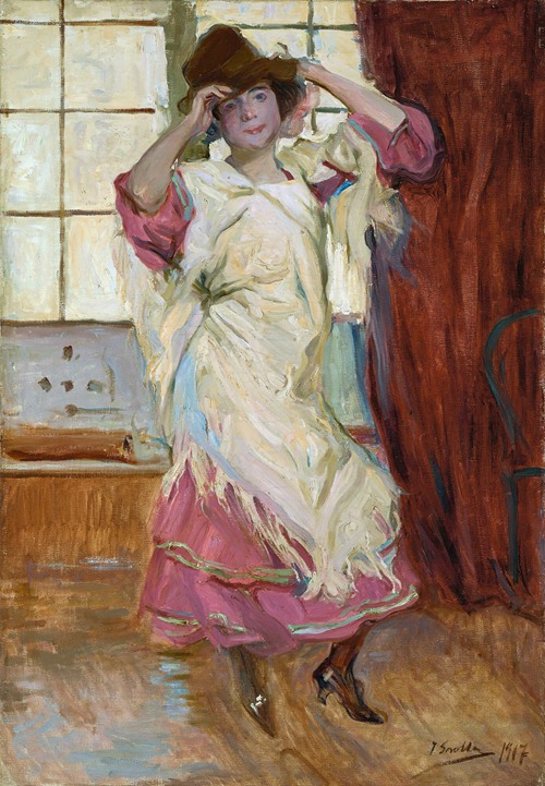 A vibrant scene depicting a young girl in traditional attire.