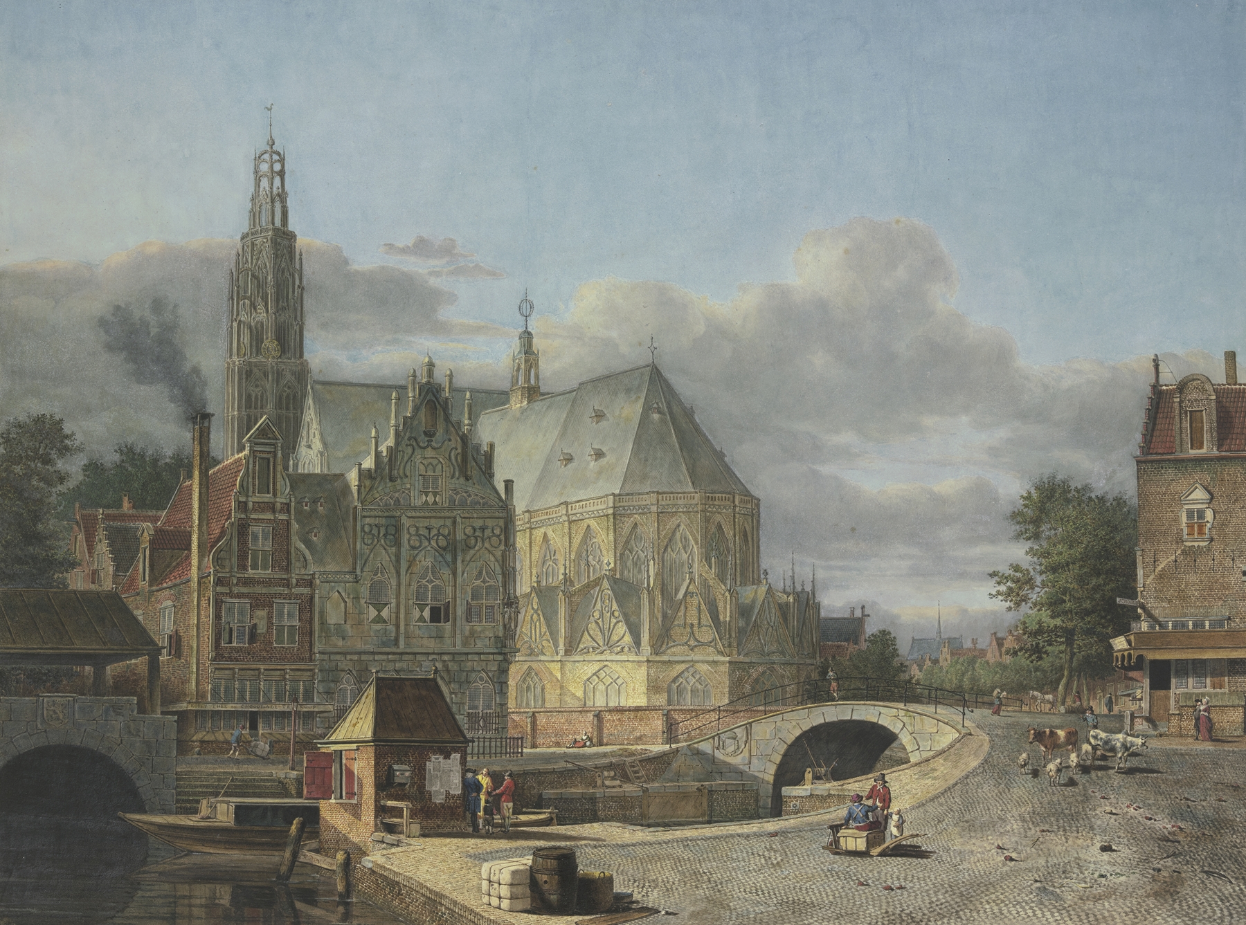 Landscape of a Netherlandish city by Johannes Huibert Prins, medium unknown
