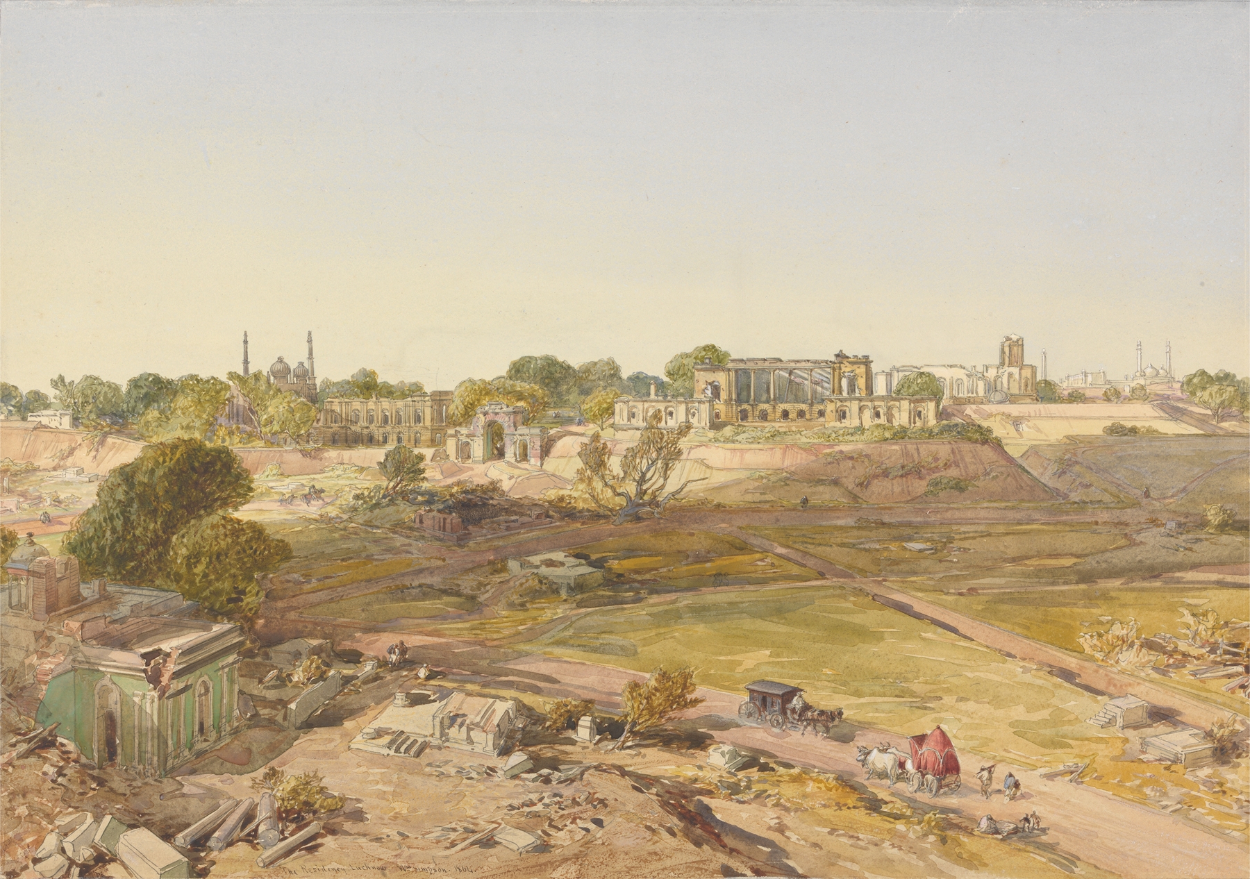 The Residency, Lucknow, by William Simpson, public domain