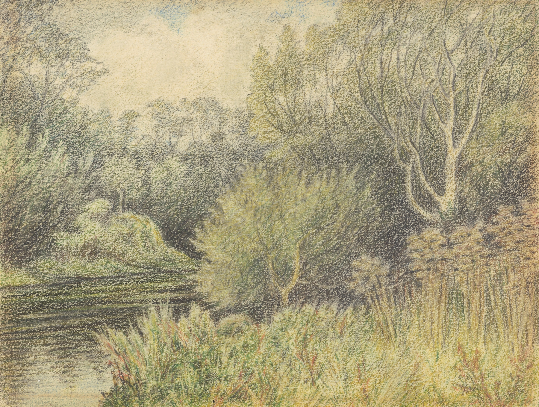 River scene with willows by George Sherriff, oil painting
