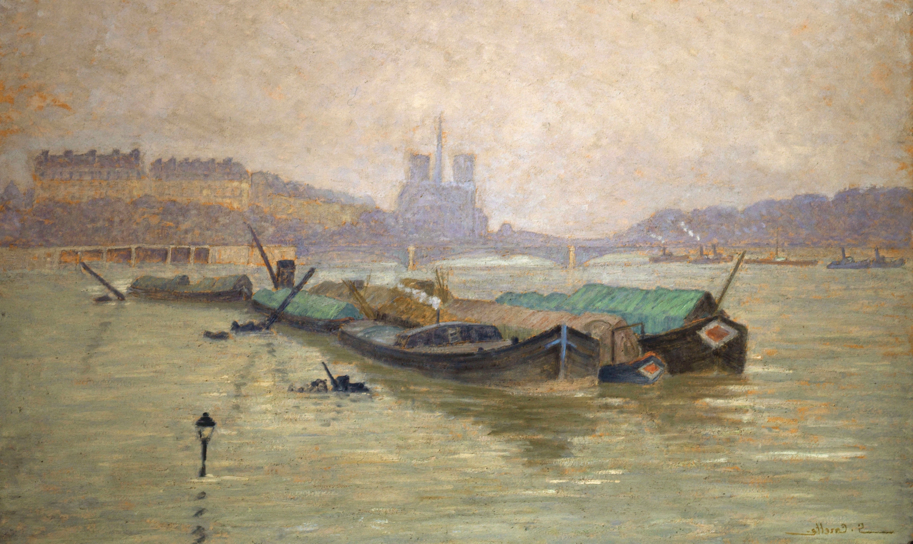 L’ile Saint-Louis Et Notre-Dame by Georges-Émile Carette, impressionism, landscape