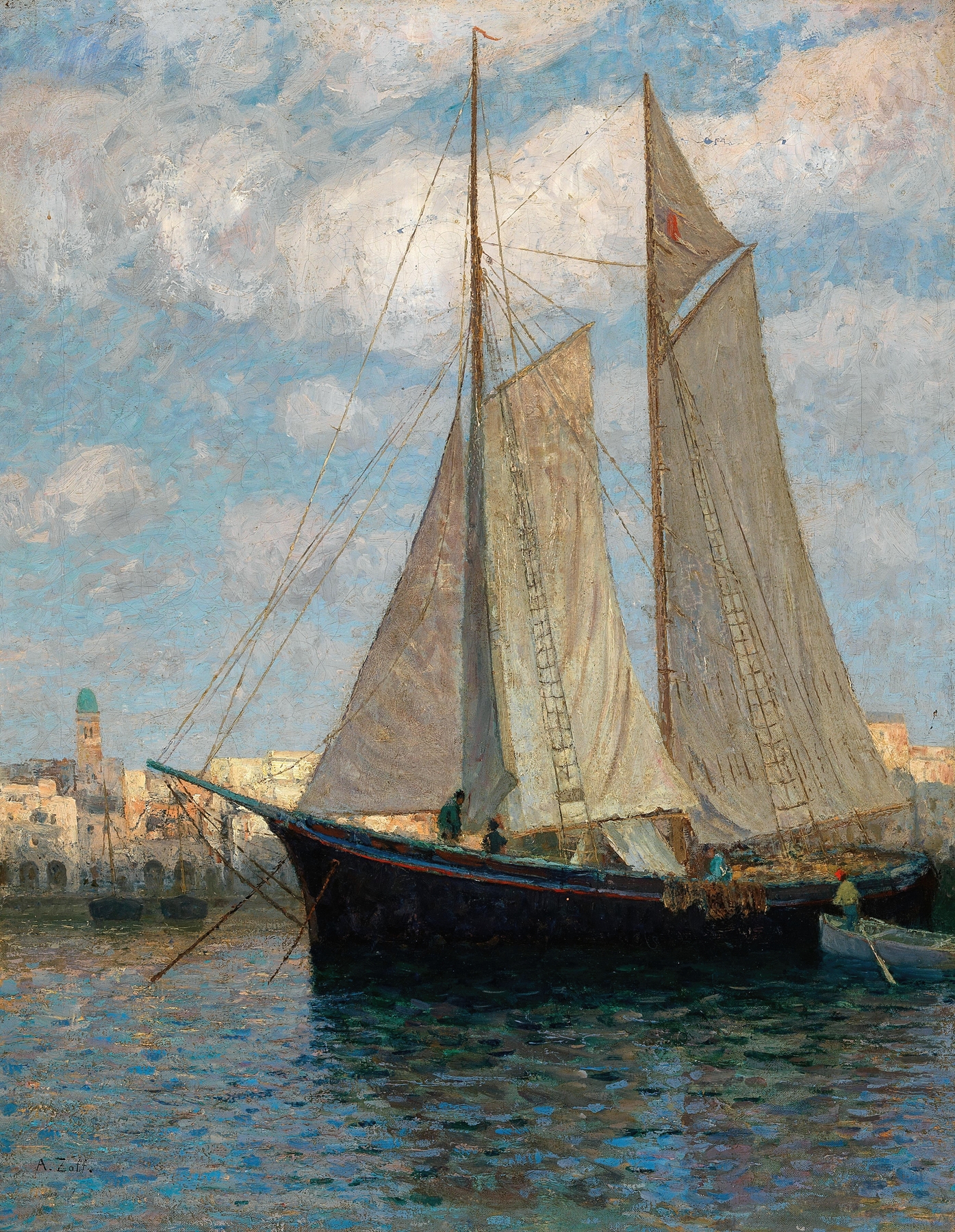 Ships in the Harbour of Chioggia, by Alfred Zoff, public domain