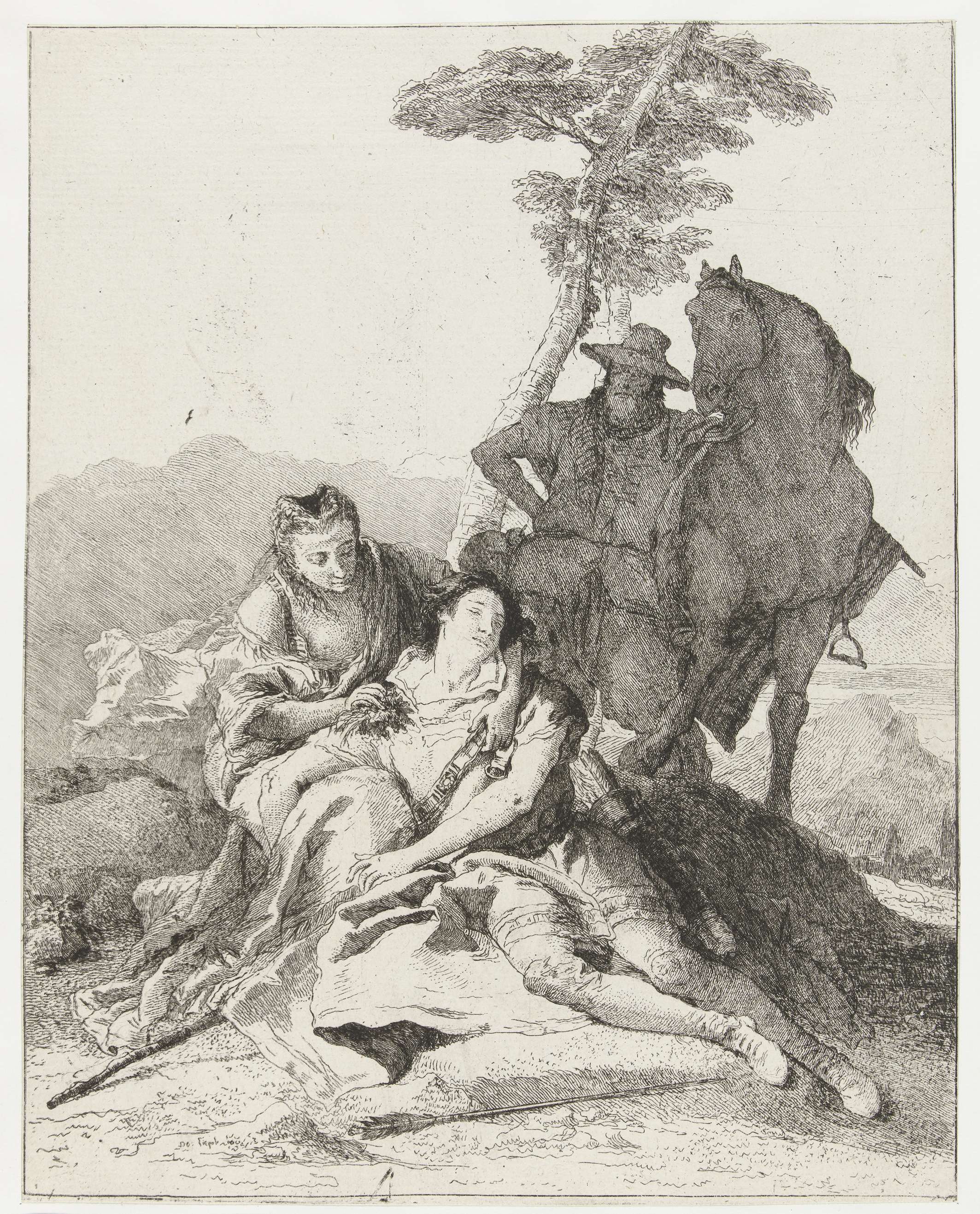 Angelica geneest de wond van Medoro, by Giovanni Domenico Tiepolo, public domain