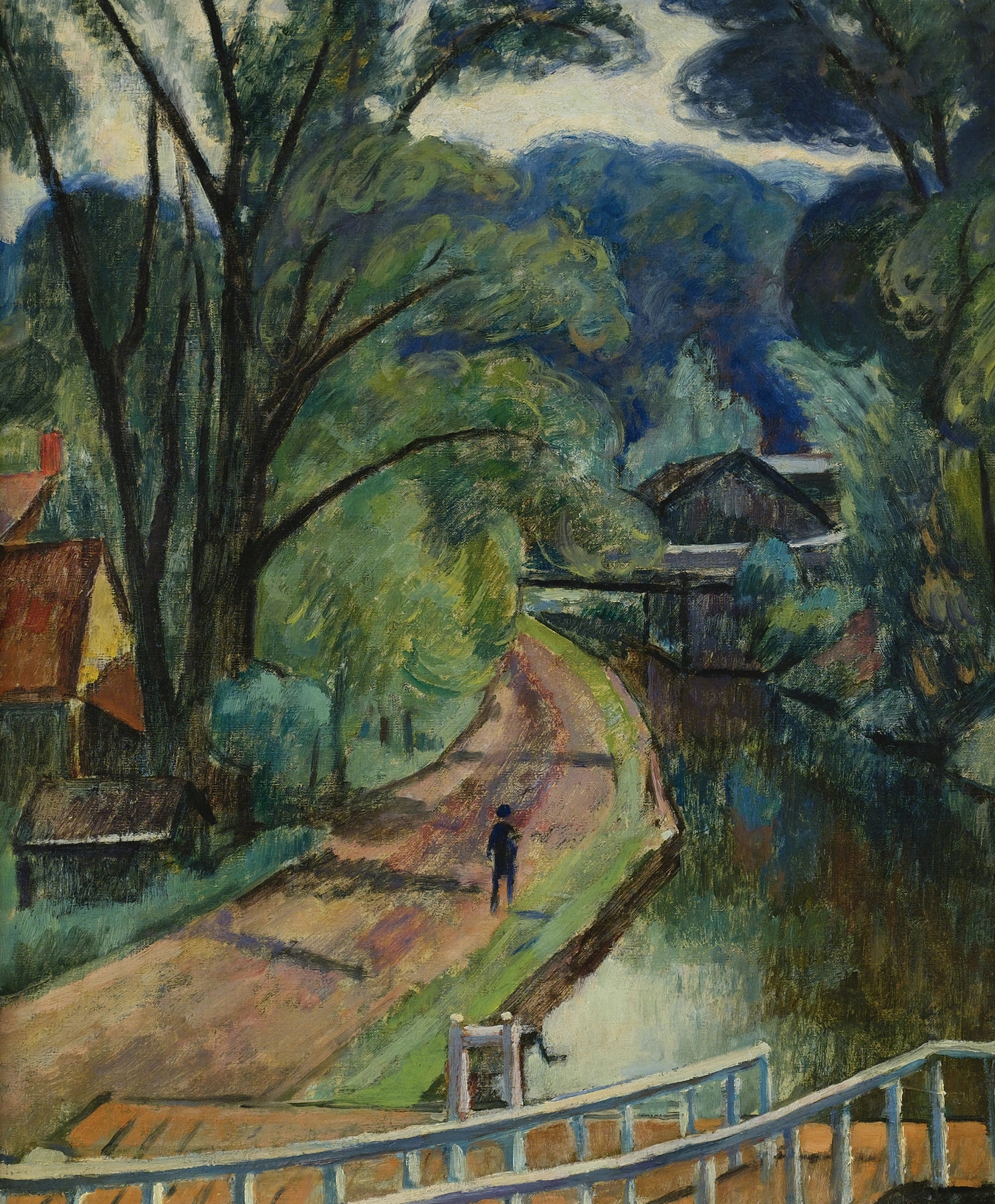 A City Park in Paris, France by Samuel Halpert, oil on canvas depicting a serene landscape.