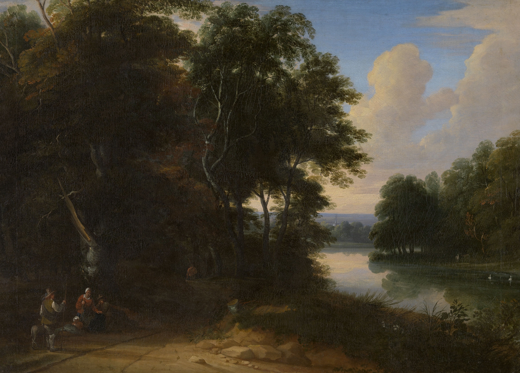 Wooded landscape with river, oil painting by Jacques d'Arthois