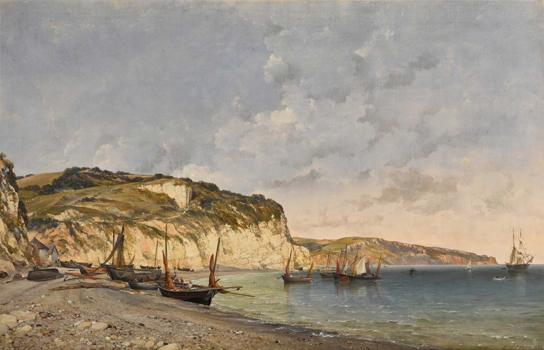 Beer Cove, Devon, by Edward William Cooke, public domain