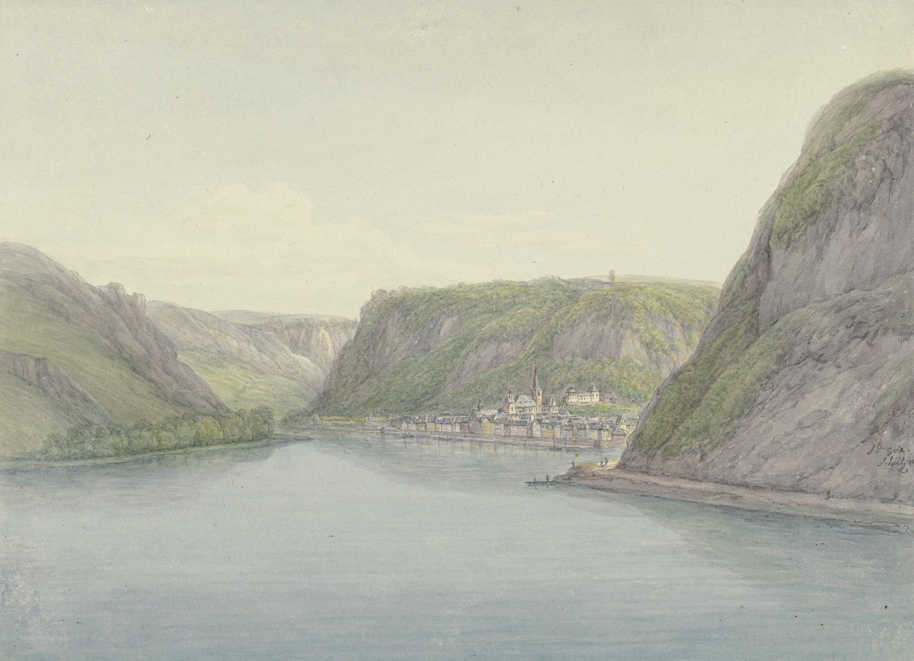 Landscape with vineyards and river, oil painting by Christian Georg Schütz the elder