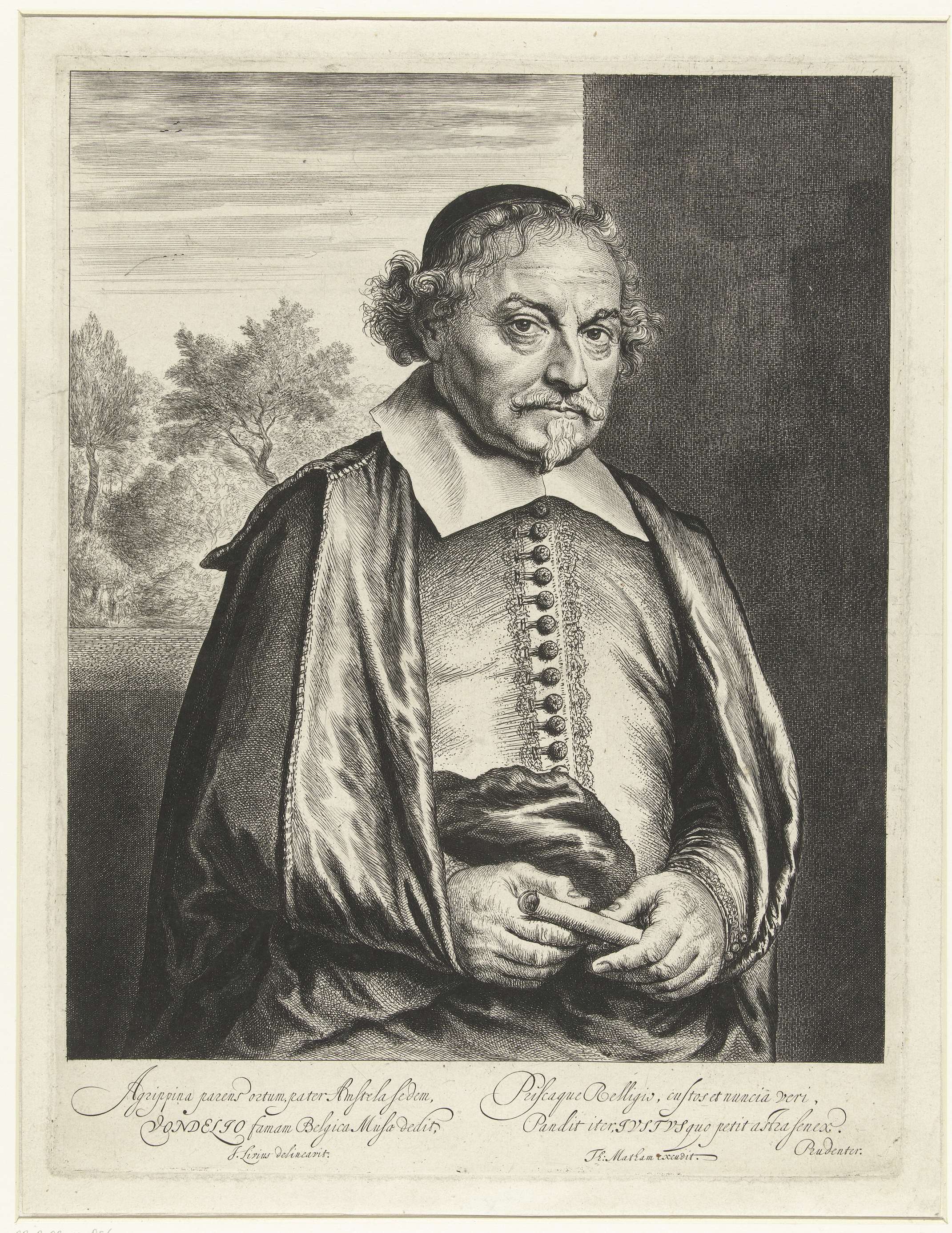 Etching of Joost van den Vondel by Jan Lievens
