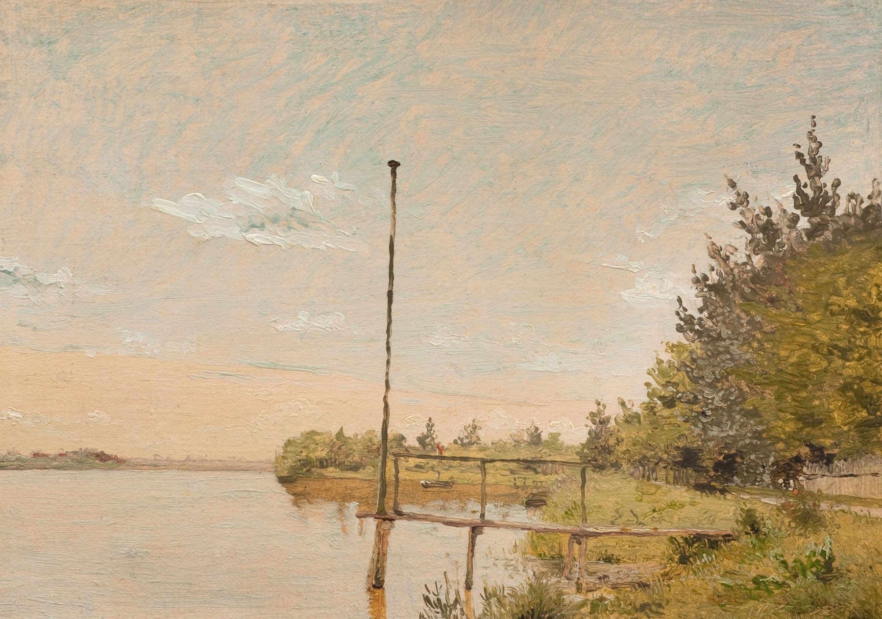View from Dosseringen near the Sortedam Lake Looking Towards Nørrebro. Study, by Christen Købke, public domain