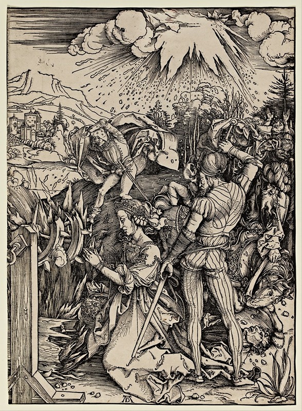 Albrecht Dürer's 'The Martyrdom of St. Catherine of Alexandria' depicts the saint's dramatic execution.