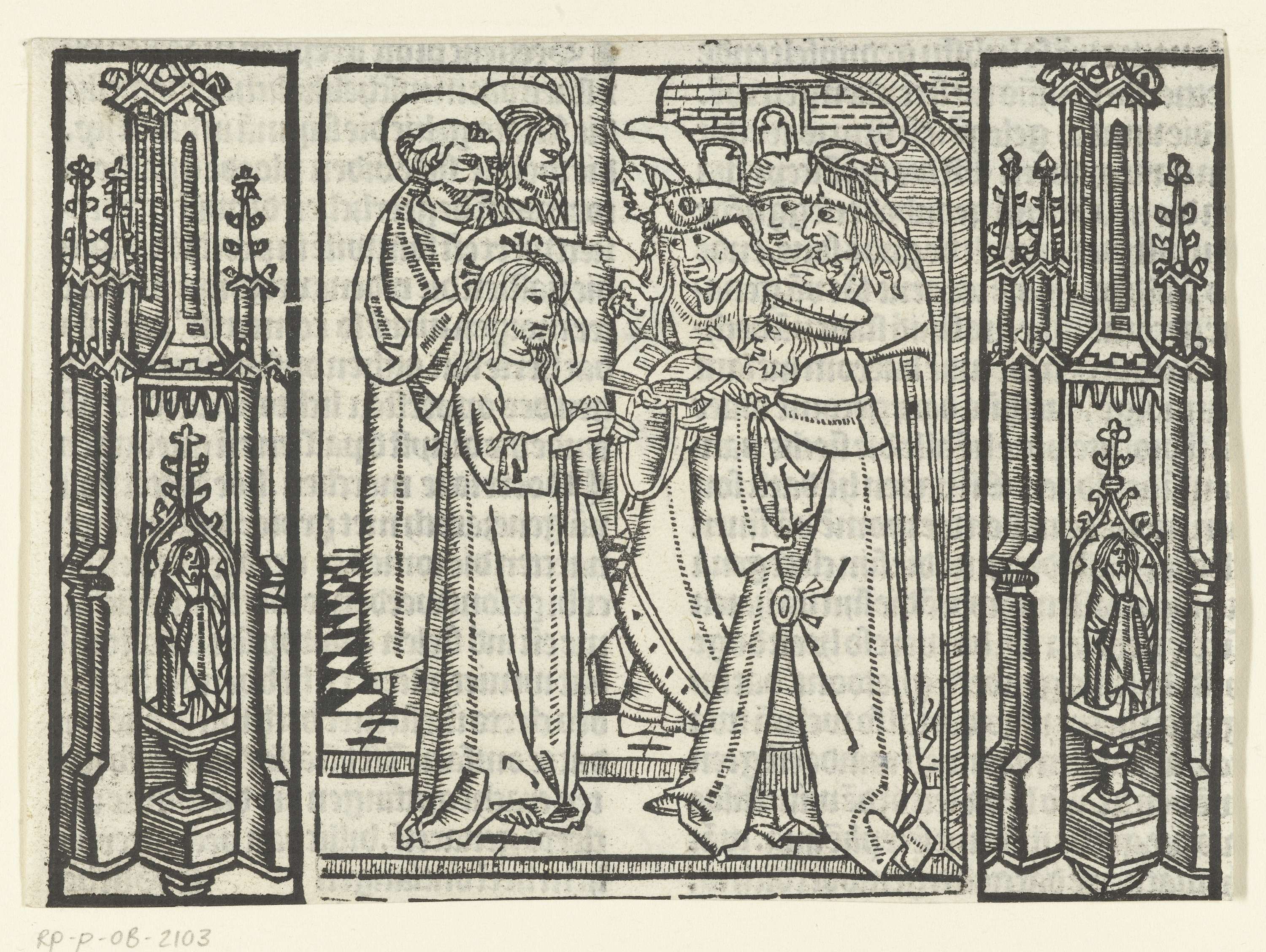 Christus in gesprek met Farizeeërs in de tempel, paper by Master of Delft