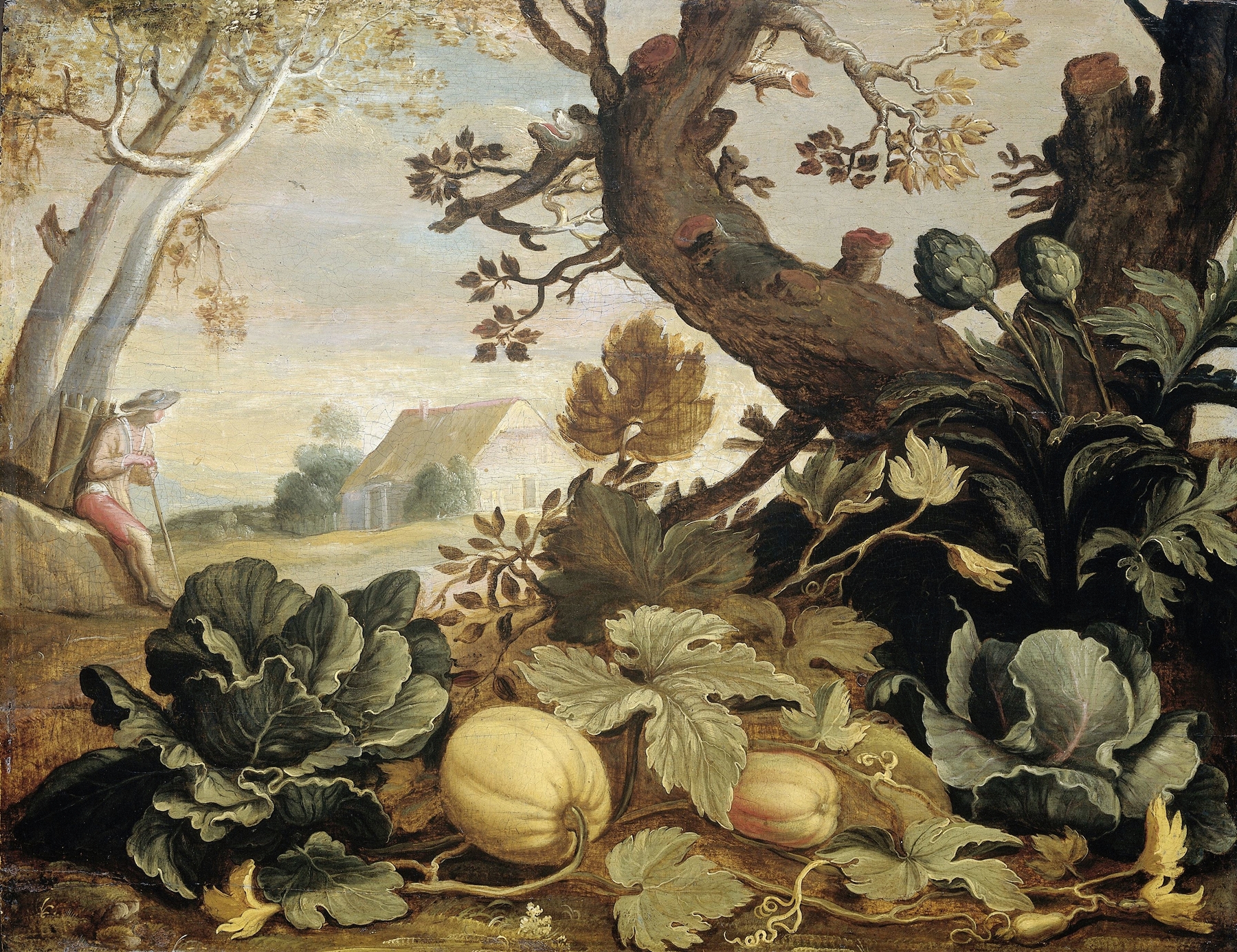 Landscape with Fruits and Vegetables in the foreground, by Abraham Bloemaert, public domain