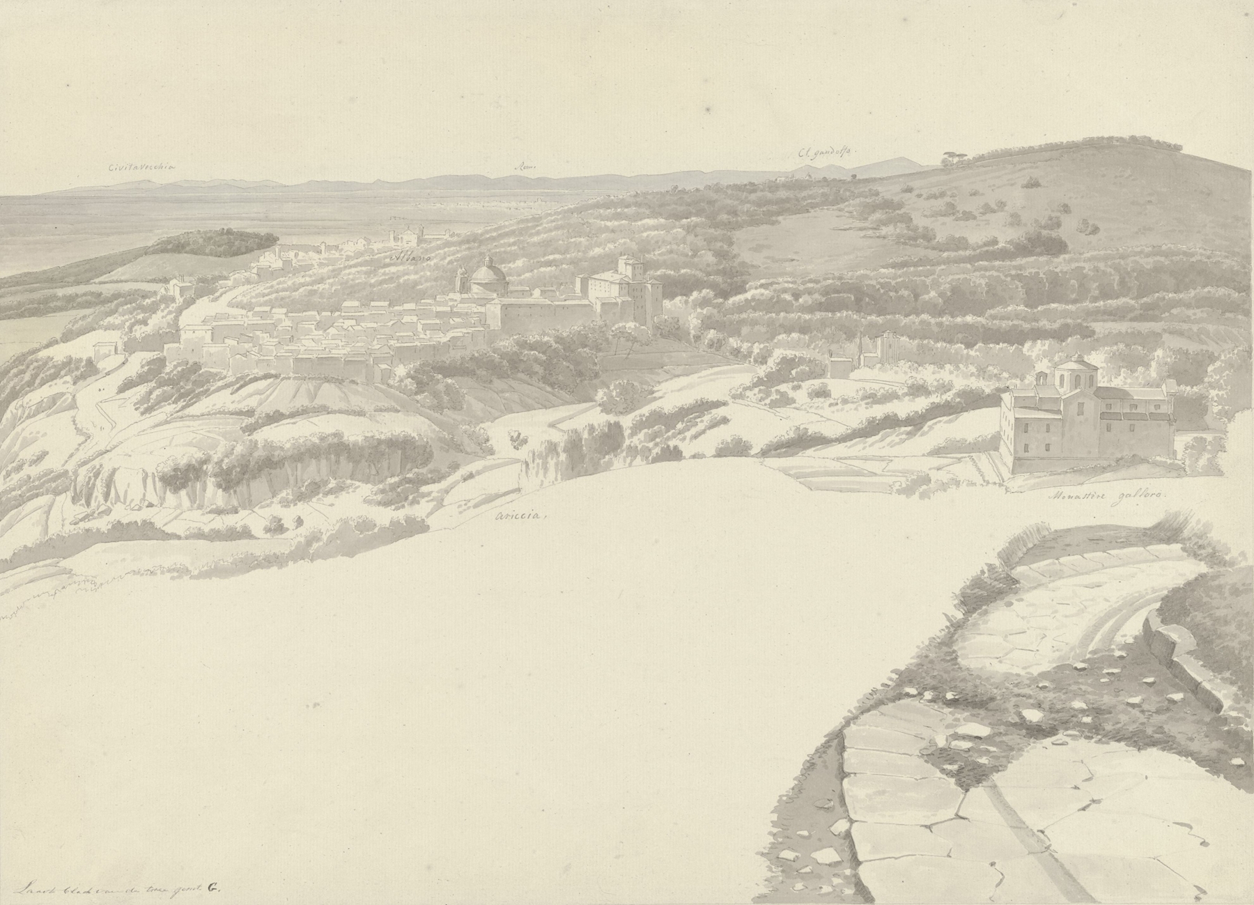 View of Ariccia from Genzano, by Josephus Augustus Knip, public domain