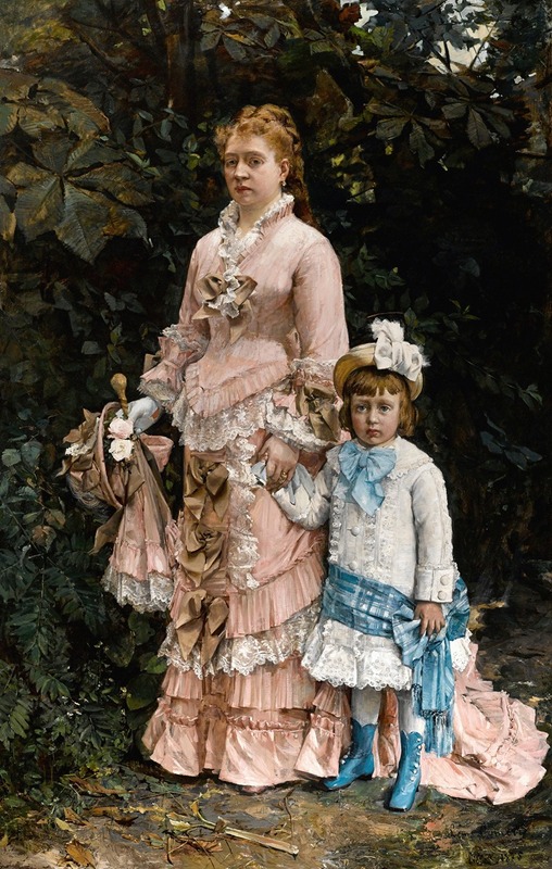 A vibrant depiction of a Sunday promenade with elegantly dressed figures.