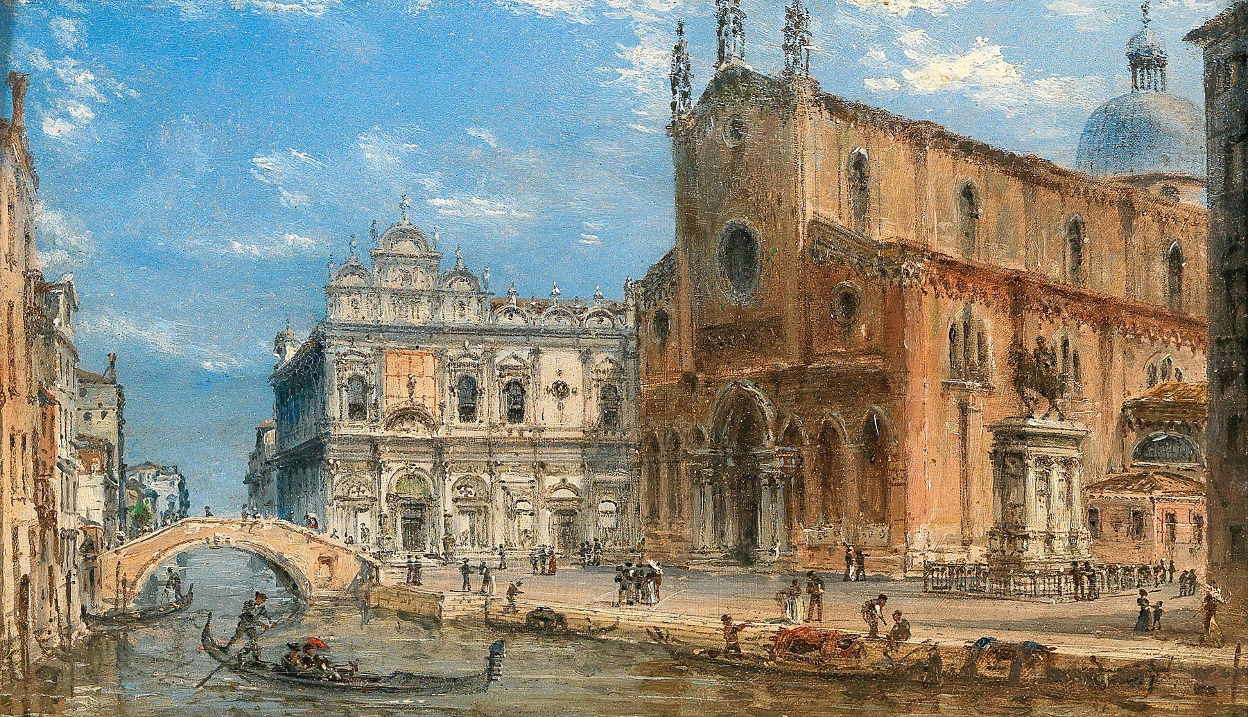 Equestrian statue in a landscape, oil painting by Giovanni Grubacs