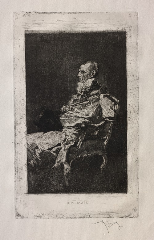 A portrait of a diplomat by Mariano Fortuny Marsal.