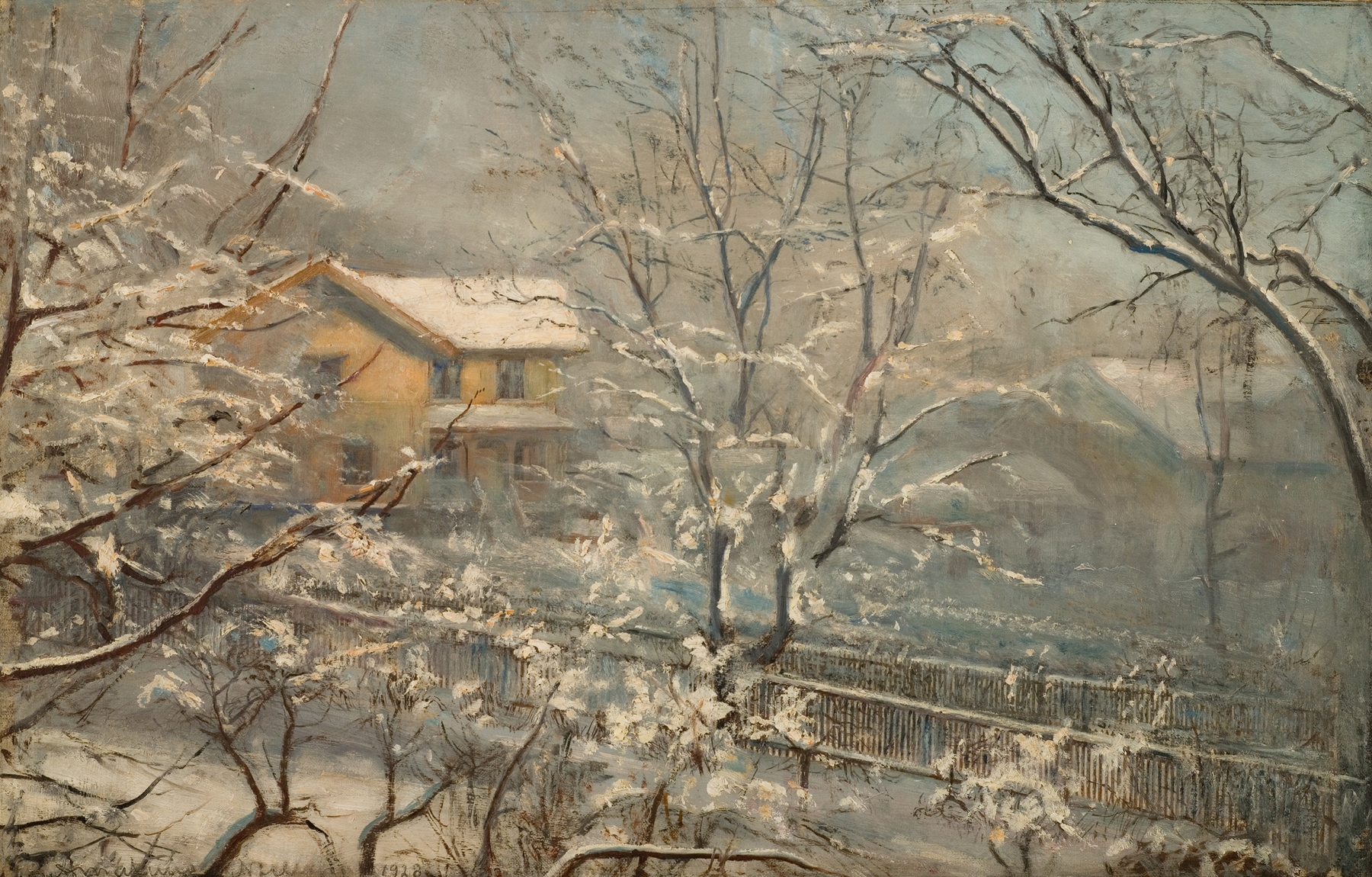 Landscape at dawn by Amaldus Nielsen, Impressionism