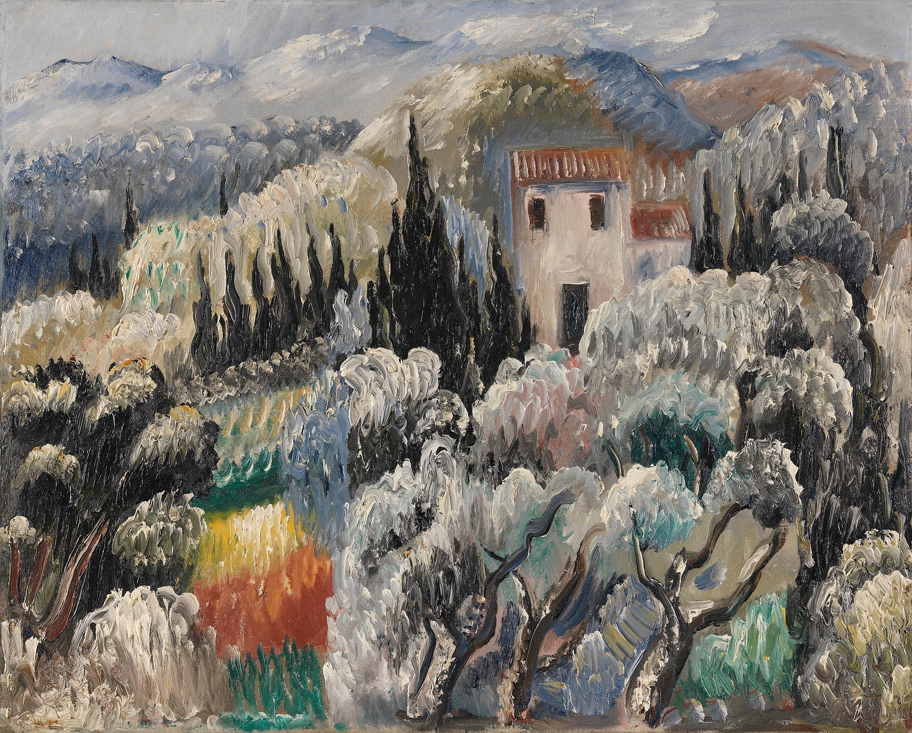 Landscape with olive trees and a house by Paul Kleinschmidt, 1939
