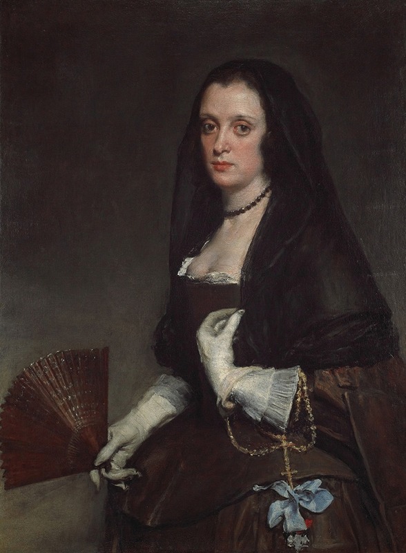 Portrait of a woman with a fan, oil on canvas by Diego Velázquez