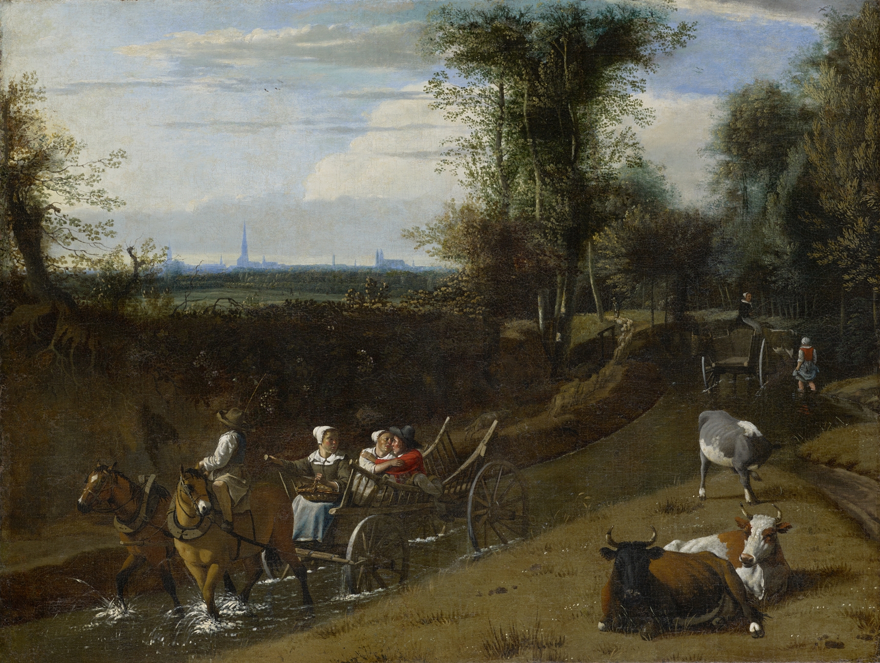 Carriage in a Riverbed, by Jan Siberechts, public domain