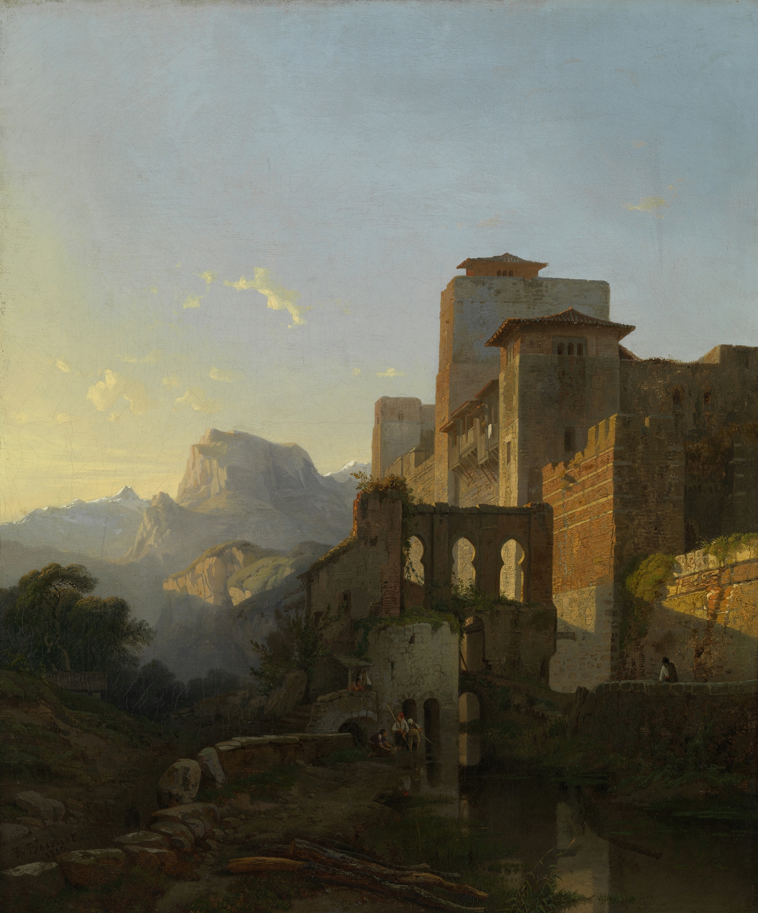 Landscape in Ugijar by François Antoine Bossuet, oil on canvas depicting rolling hills and clouds.