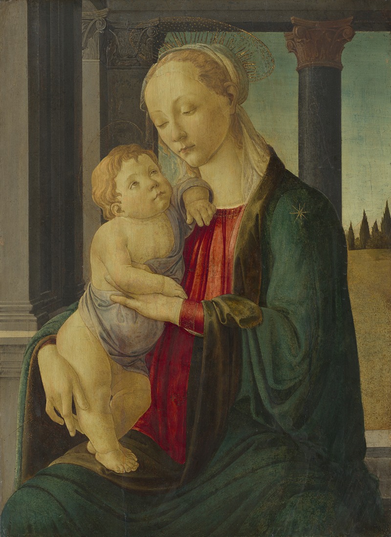 Sandro Botticelli's 'Madonna and Child' depicts the Virgin Mary and Jesus in a serene setting.