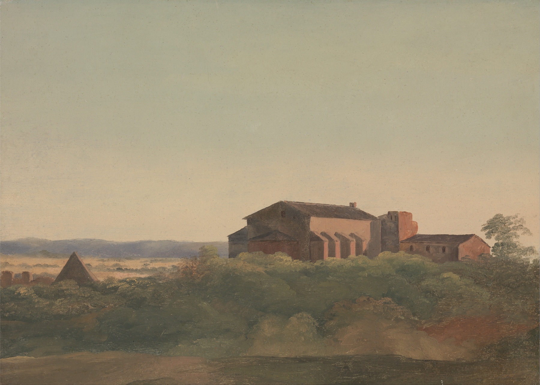 Oil painting by Charles Lock Eastlake depicting the Church of S. Sabina and Pyramid of Cestius