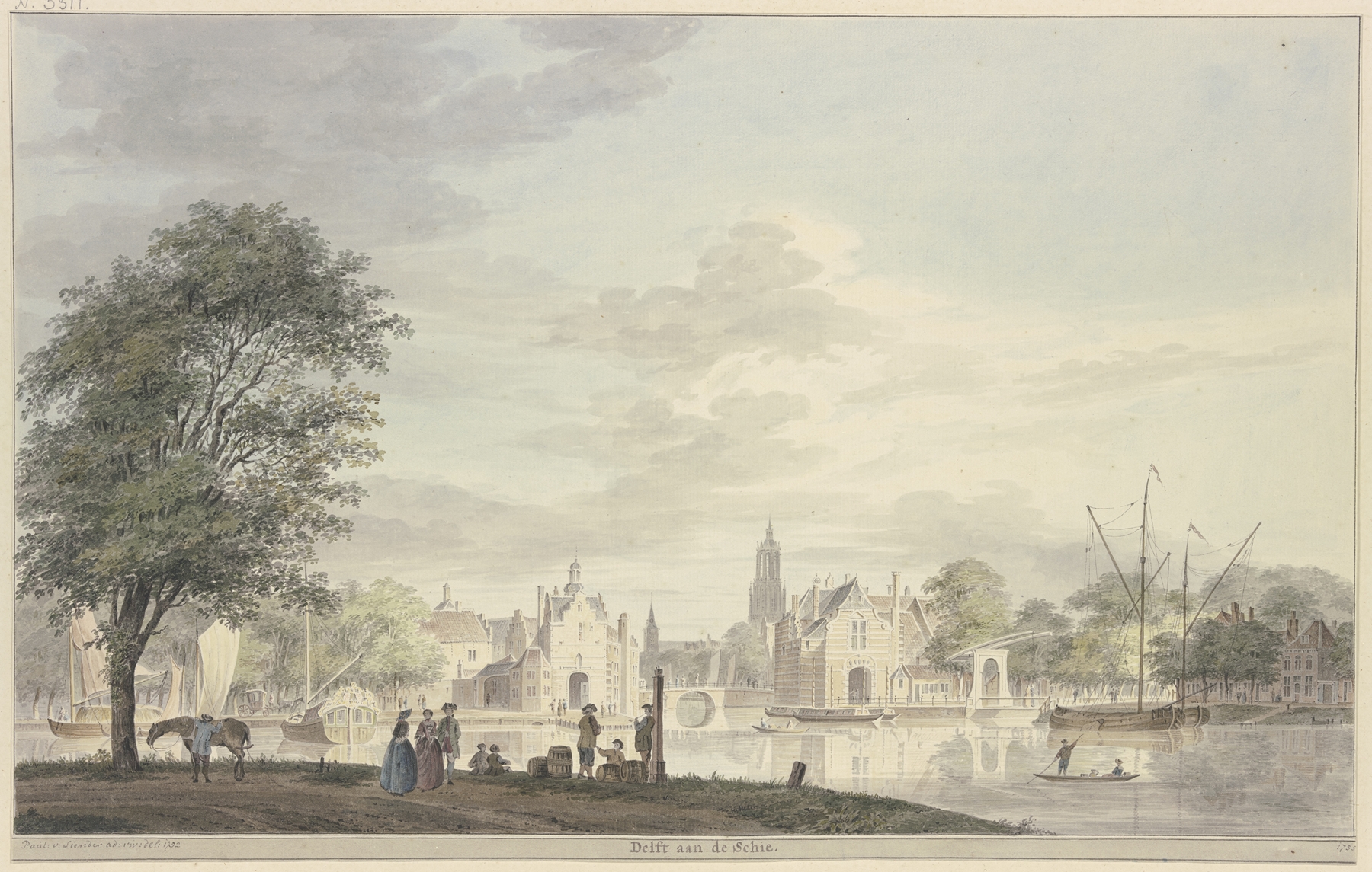 Delft aan de Schie by Paulus van Liender, landscape, oil painting
