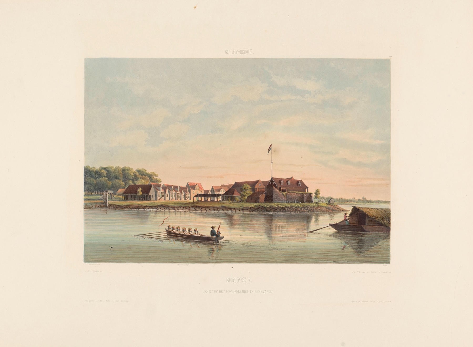 Suriname. Gezigt op het Fort Zelandia te Paramaribo, oil on canvas by Gerard Voorduin