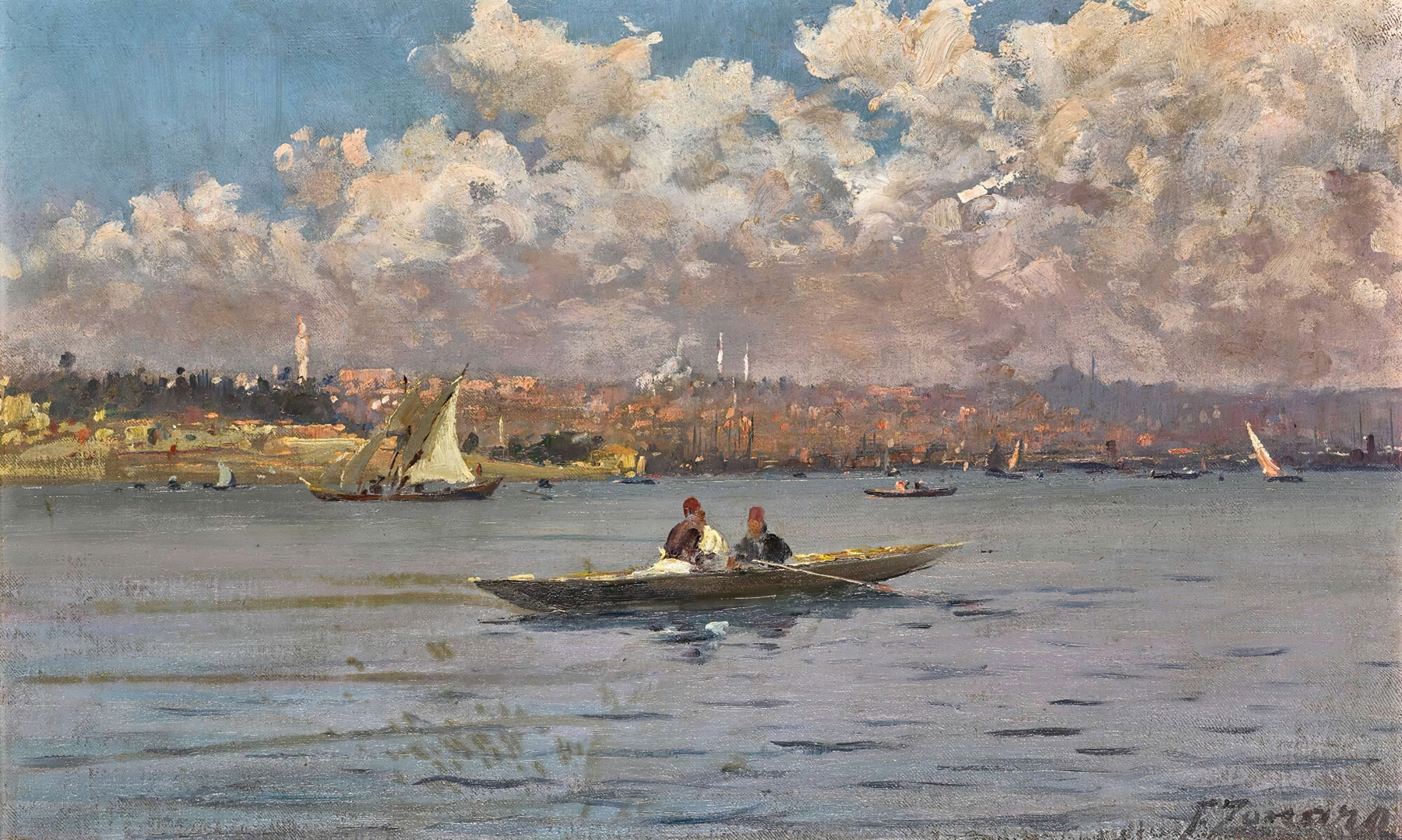 Landscape of Constantinople From The Bosphorus by Fausto Zonaro, oil painting