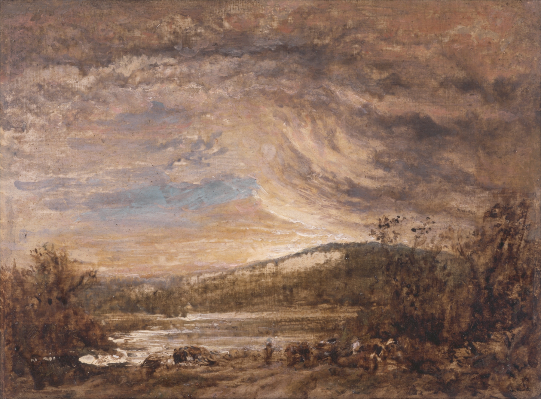 A River Landscape, by John Linnell, public domain