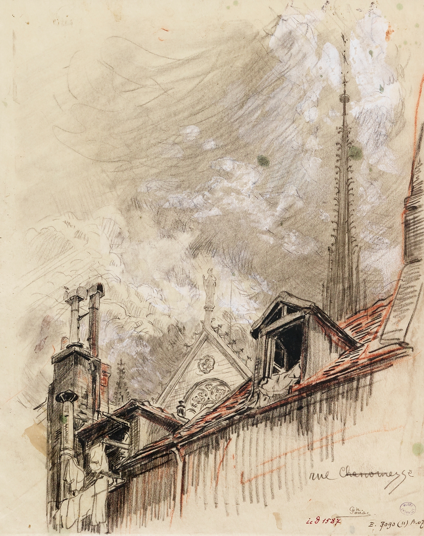 Effets de toits rue Chanoinesse, by Charles Jouas, public domain