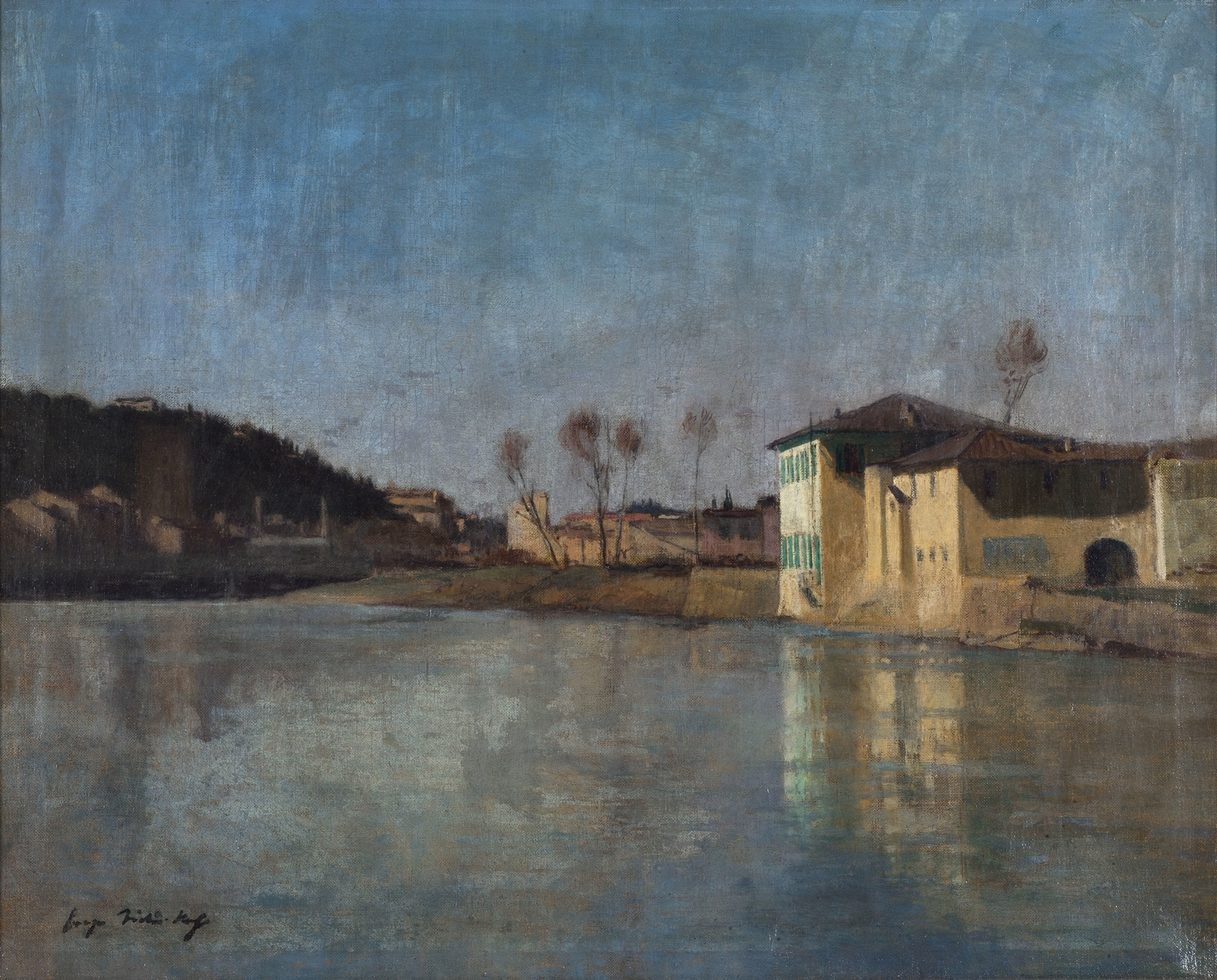 Landscape of Tuscany with gentle light, oil painting by Georges Hugo