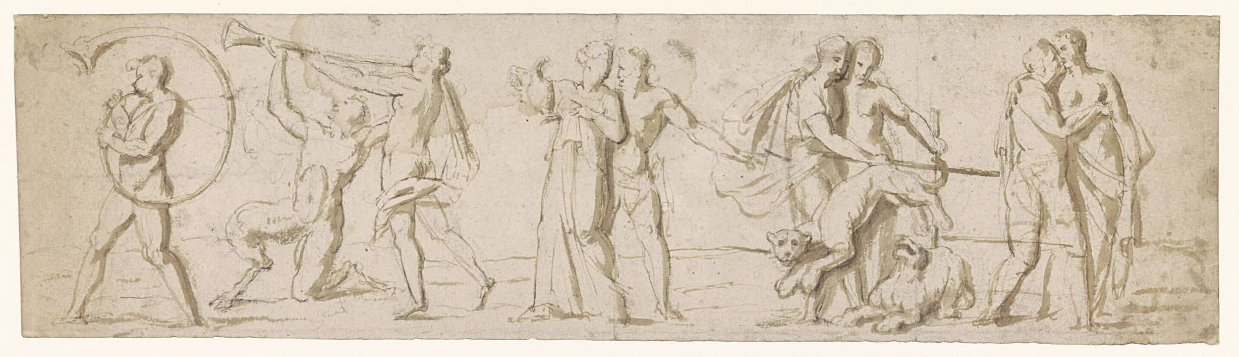 Optocht van bacchanten, by Nicolas Poussin, public domain