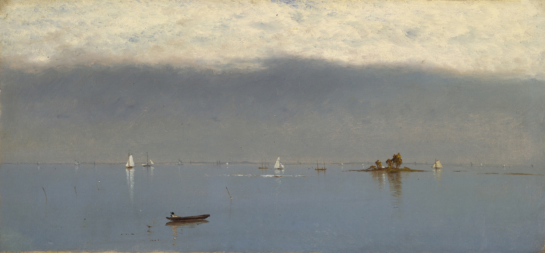 Passing off of the Storm, oil on canvas by John Frederick Kensett, depicting a stormy landscape with sunlight.